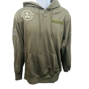 ARMY PERFORMANCE Hoodie Green Proud to Serve Sweatshirt Size Large